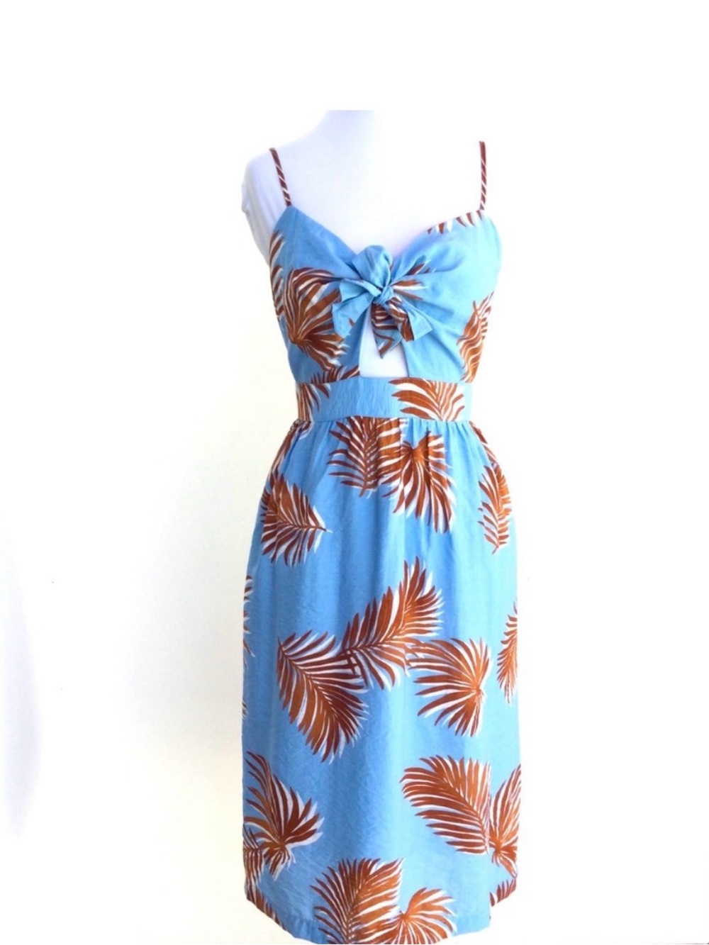 Lush Palm Leave Crinkle Crepe Fit & Flare Dress